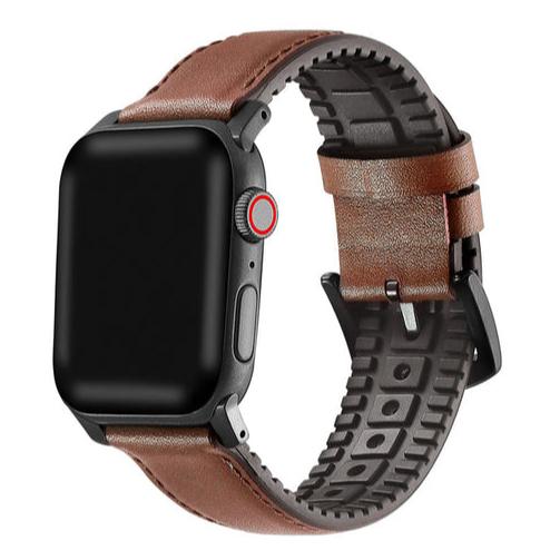 Onyx Genuine Leather Band with Silicone Backing for Apple Watch