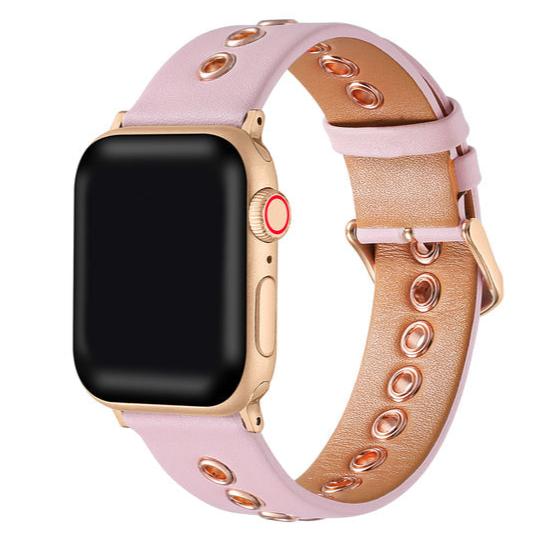 Morgan Light Pink Genuine Leather & Grommet Replacement Band for Apple Watch