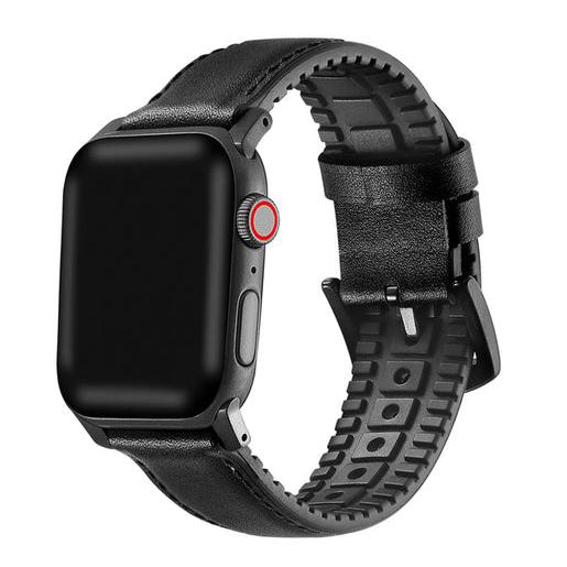 Onyx Genuine Leather Band with Silicone Backing for Apple Watch