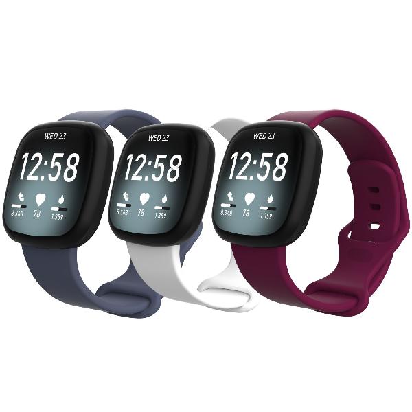 3-Pack of Silicone Bands for Fitbit Sense/Versa 3