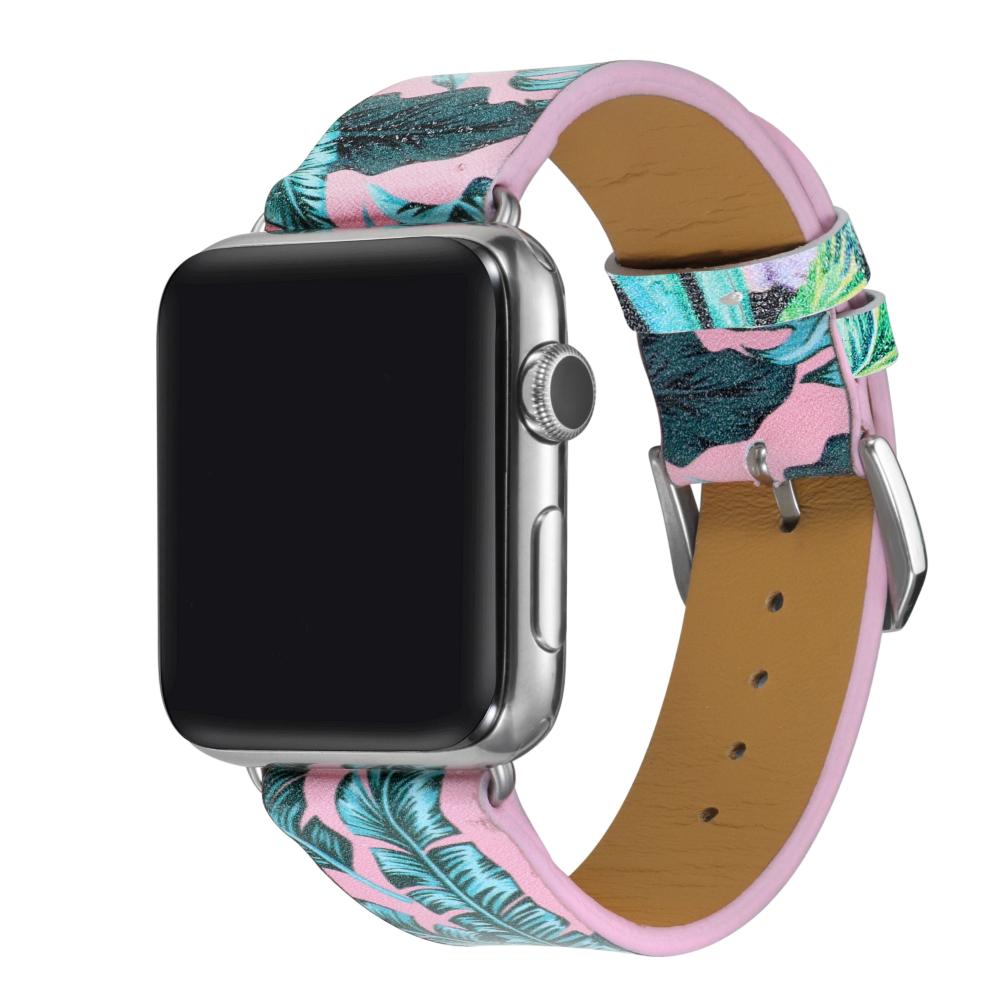 Palm Print Leather Band for Apple Watch - Pink - Final Sale