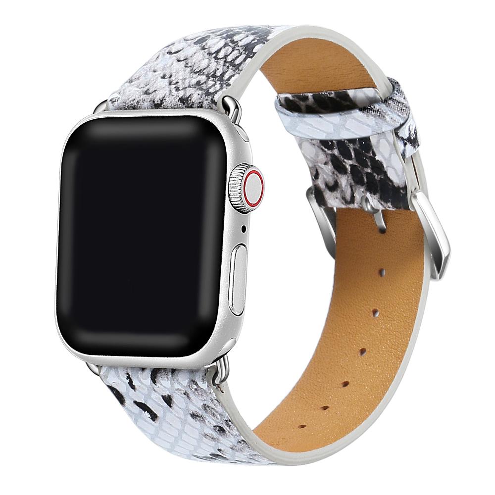 Snake Skin Leather Band for Apple Watch - Red/White