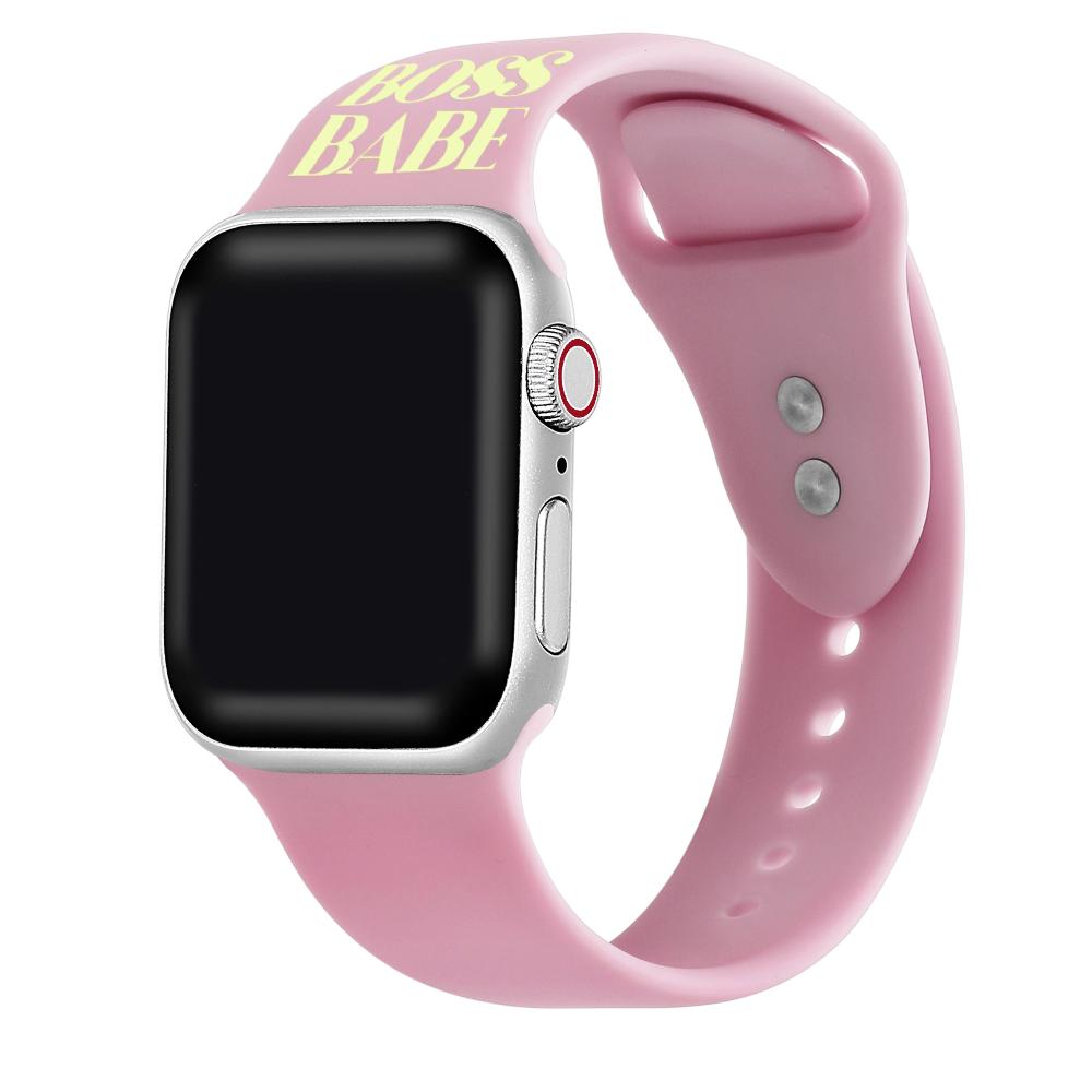 Printed Silicone Band for Apple Watch - Boss Babe Pink - FINAL SALE